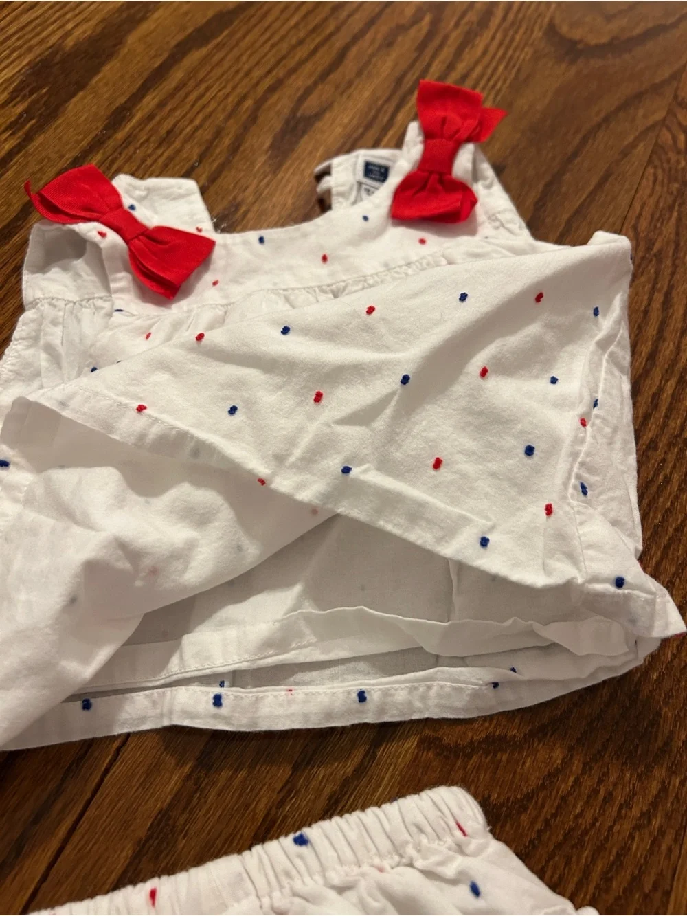Janie and Jack White Polka Dot Tank, Bloomers & Headband with Red Bows